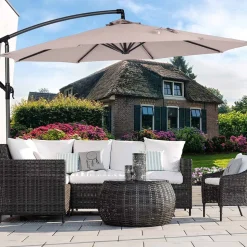 Flash Sale SONGMICS Parasol LED Ø2,7 m gris