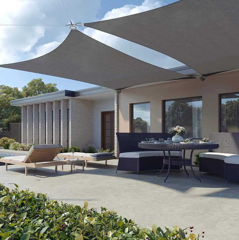 Outlet SONGMICS Parasol rectangulaire 200 x 150 cm sans pied gris