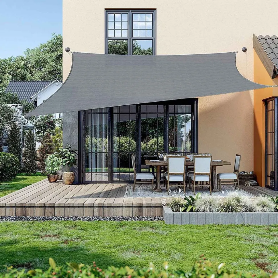 Outlet SONGMICS Parasol rectangulaire 200 x 150 cm sans pied gris