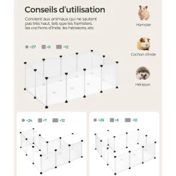 Fashion SONGMICS Parc enclos en plastique blanc