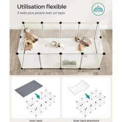 Fashion SONGMICS Parc enclos en plastique blanc