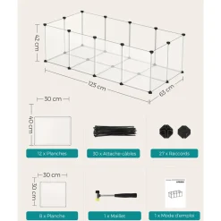 Fashion SONGMICS Parc enclos en plastique blanc
