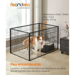 Store SONGMICS Parc pour chien 122 x 80 x 70 cm Noir