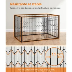 Store SONGMICS Parc pour chien 122 x 80 x 70 cm Noir