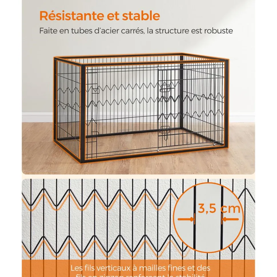 Store SONGMICS Parc pour chien 122 x 80 x 70 cm Noir