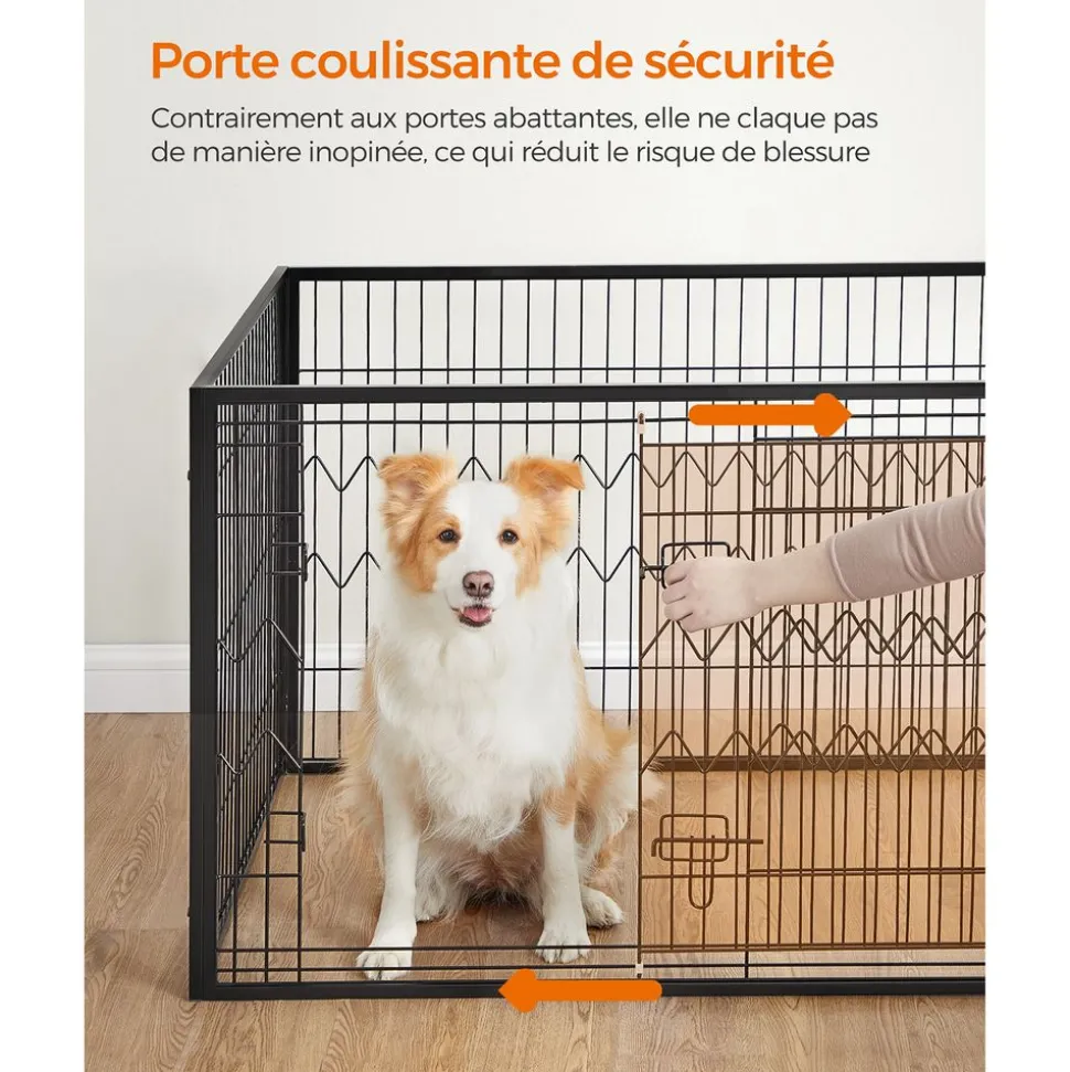 Store SONGMICS Parc pour chien 122 x 80 x 70 cm Noir