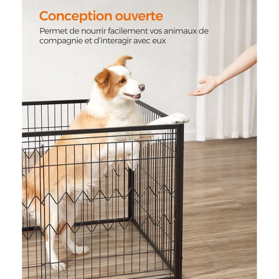 Store SONGMICS Parc pour chien 122 x 80 x 70 cm Noir