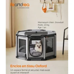 Outlet SONGMICS Parc pour chien octogonale 72 x 72 x 43 cm gris clair foncé Gris Foncé + Gris Clair