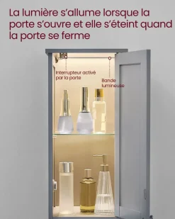 New SONGMICS Petit meuble de salle de bain petit espace Gris Tourterelle