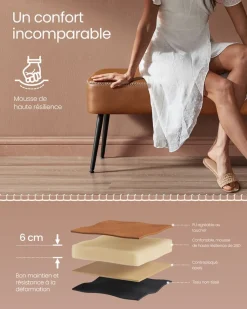 Cheap SONGMICS Petit tabouret de rangement pliable PU 31 x 41 x 31 cm noir d’encre