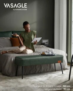 Cheap SONGMICS Petit tabouret de rangement pliable PU 31 x 41 x 31 cm noir d’encre