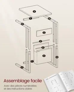 Flash Sale SONGMICS Petite table d’appoint 30 x 40 x 60 cm brou de noix et blanc