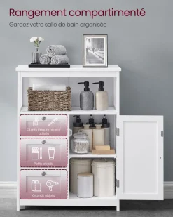 Outlet SONGMICS Placard avec miroir 3 portes Blanc