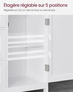 Outlet SONGMICS Placard avec miroir 3 portes Blanc