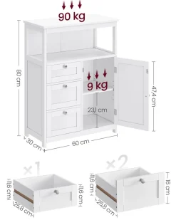 Outlet SONGMICS Placard avec miroir 3 portes Blanc