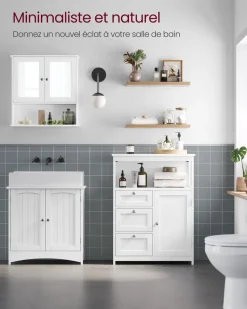 Outlet SONGMICS Placard avec miroir 3 portes Blanc