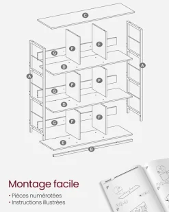 New SONGMICS Placard de cuisine avec 4 portes blanc