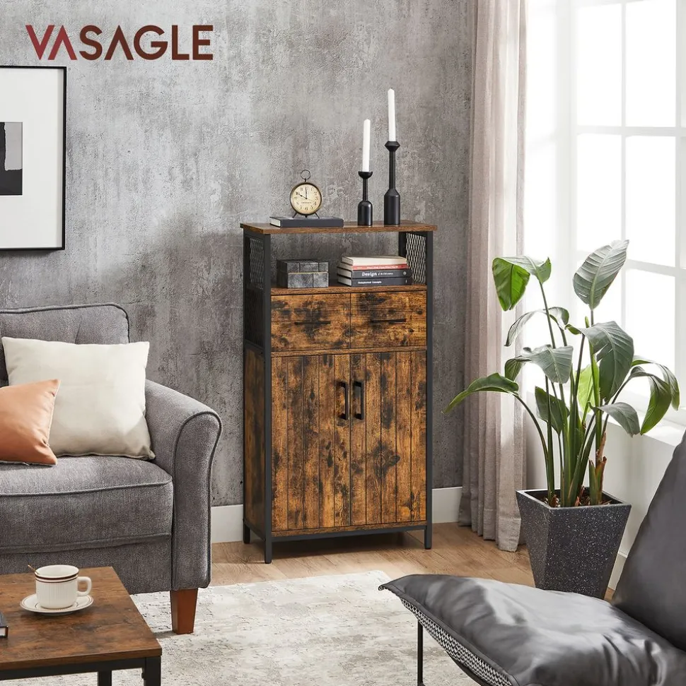 Clearance SONGMICS Placard grilles lattes Marron rustique