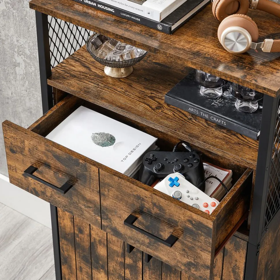 Clearance SONGMICS Placard grilles lattes Marron rustique