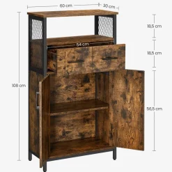 Clearance SONGMICS Placard grilles lattes Marron rustique