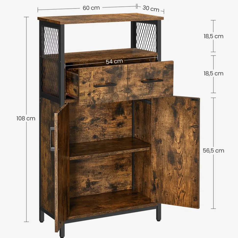 Clearance SONGMICS Placard grilles lattes Marron rustique