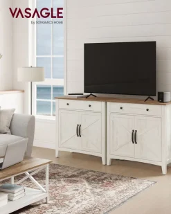 Shop SONGMICS Placard salle de bain persiennes Blanc