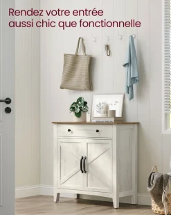 Shop SONGMICS Placard salle de bain persiennes Blanc