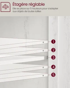 Shop SONGMICS Placard salle de bain persiennes Blanc