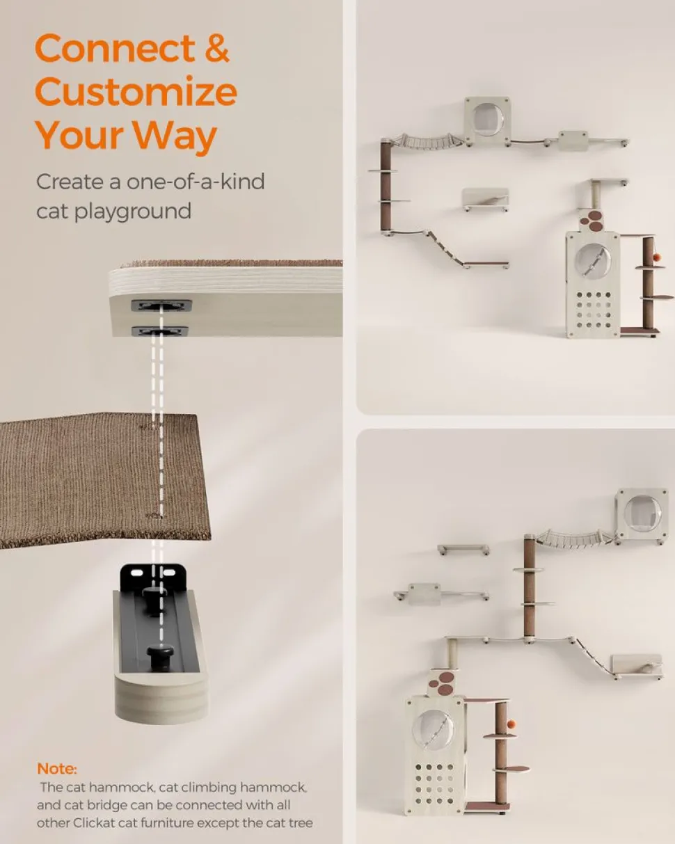 Discount SONGMICS Planet Enemble de 10 meubles pour chat muraux Marron Avoine + Marron Café