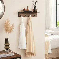 Cheap SONGMICS Portant 4 crochets marron Marron Rustique