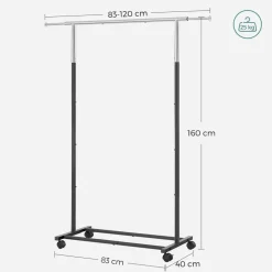 Cheap SONGMICS Portant à roulettes Noir