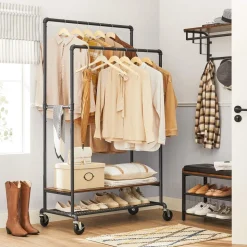 Best Sale SONGMICS Portant à vêtements 2 barres Brun Vintage Noir