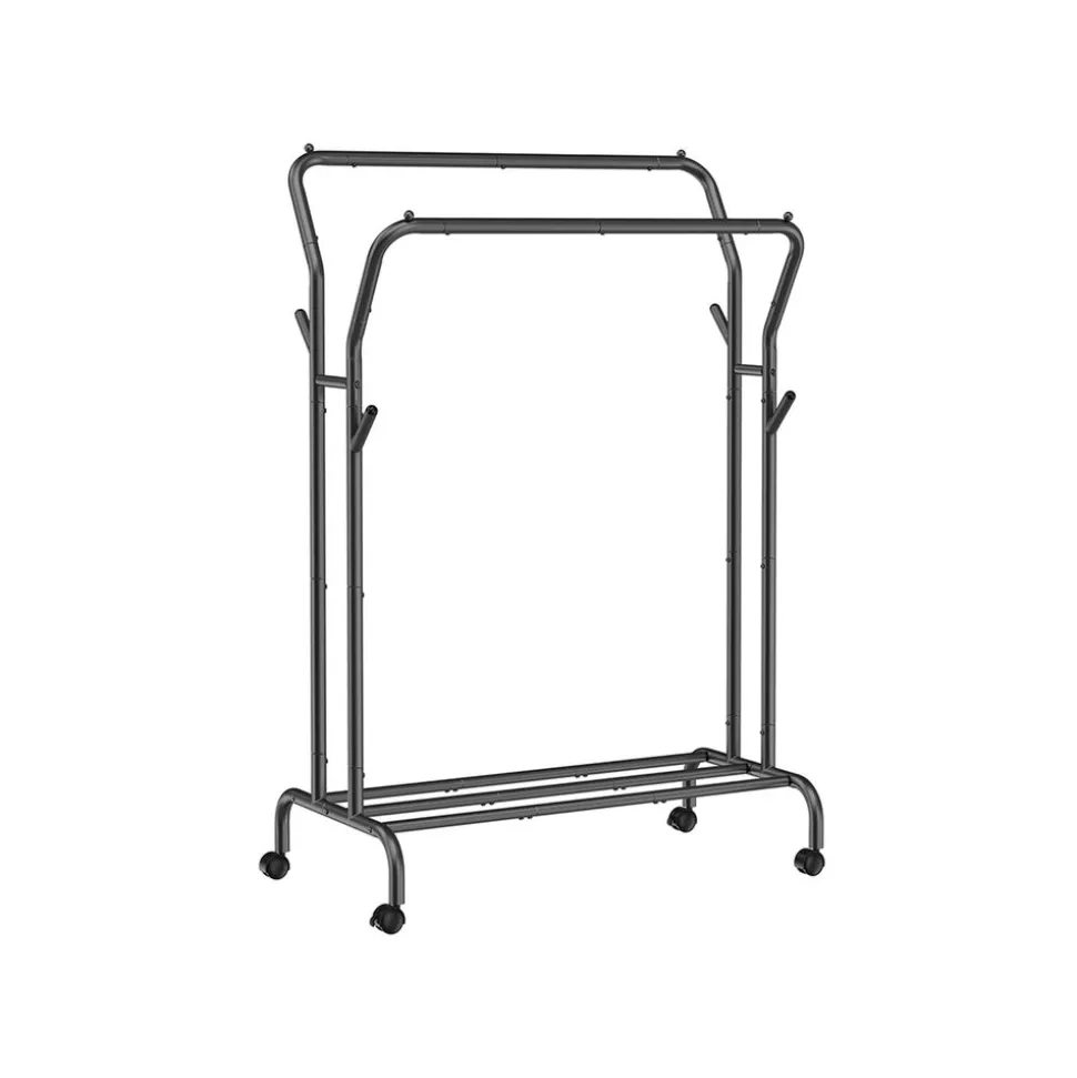 Cheap SONGMICS Portant à vêtements avec roulettes double barre noir