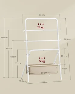 Flash Sale SONGMICS Portant à vêtements double barre en métal à 2 niveaux charge 55 kg blanc