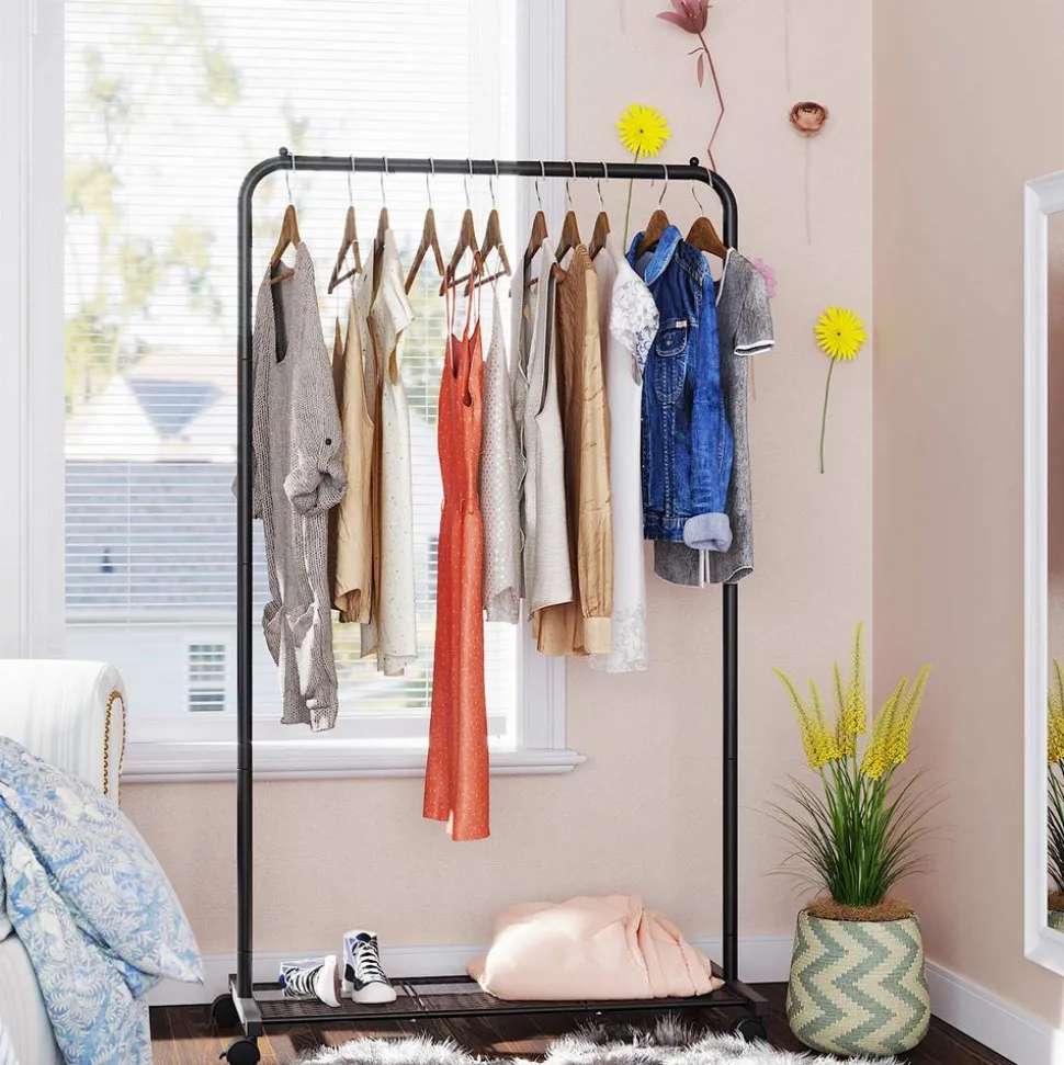 Clearance SONGMICS Portant à vêtements mobile Noir