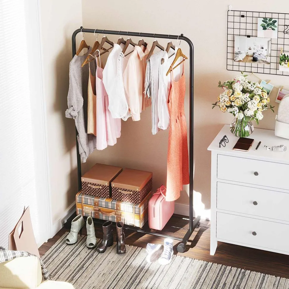 Clearance SONGMICS Portant à vêtements mobile Noir