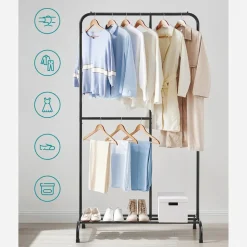 Cheap SONGMICS Portant à vêtements noir Brun Vintage Noir