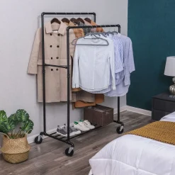 Clearance SONGMICS Portant double Noir