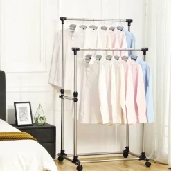 Store SONGMICS Portant vêtements 2 barres bleu