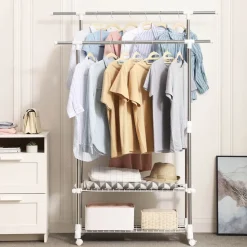 Store SONGMICS Portant vêtements 2 barres bleu