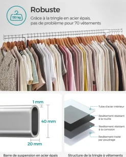 Store SONGMICS Portant vêtements métal