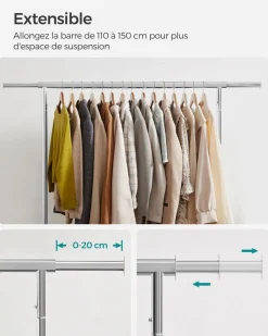 Store SONGMICS Portant vêtements métal