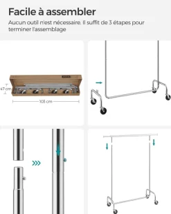 Store SONGMICS Portant vêtements métal