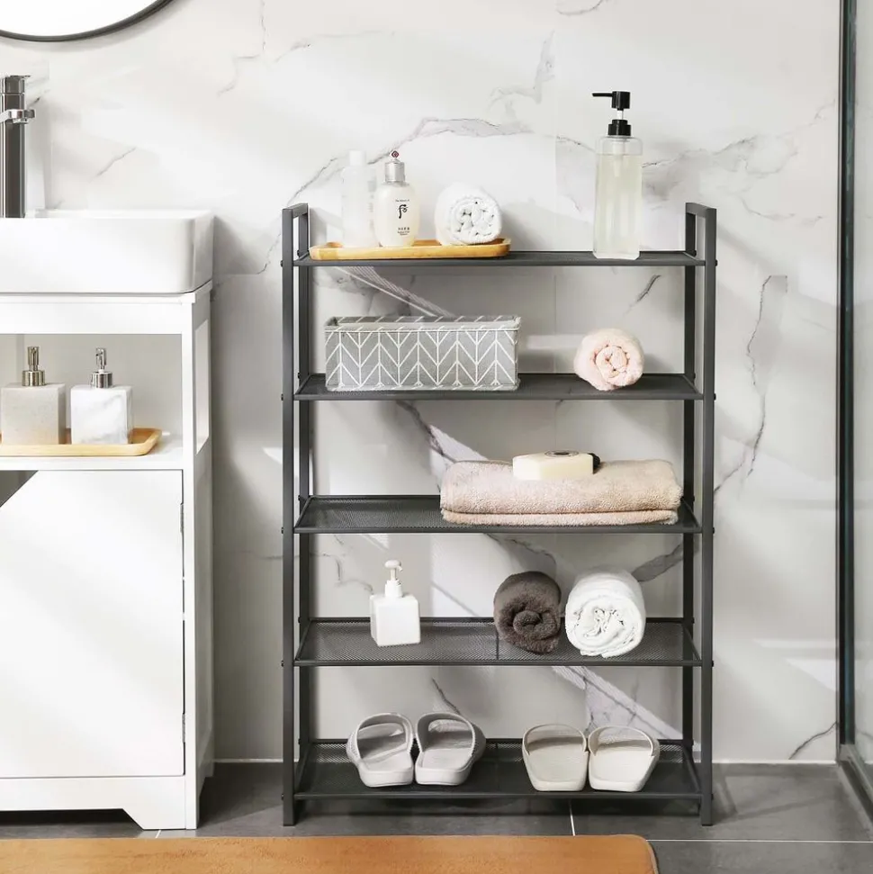 Best SONGMICS Porte serviette salle de bain blanc mat et beige naturel