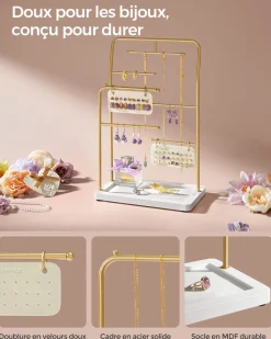 Flash Sale SONGMICS Porte-bijoux doré et blanc