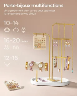 Shop SONGMICS Porte-bijoux en métal doré métallique