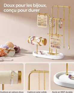 Shop SONGMICS Porte-bijoux en métal doré métallique