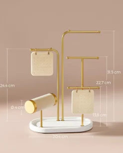 Shop SONGMICS Porte-bijoux en métal doré métallique