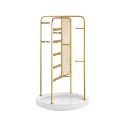 New SONGMICS Porte-bijoux en métal et bois Doré