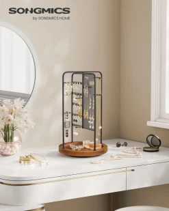 New SONGMICS Porte-bijoux en métal et bois Doré